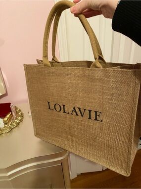 Lolavie Jennifer Aniston brown jute tote bag